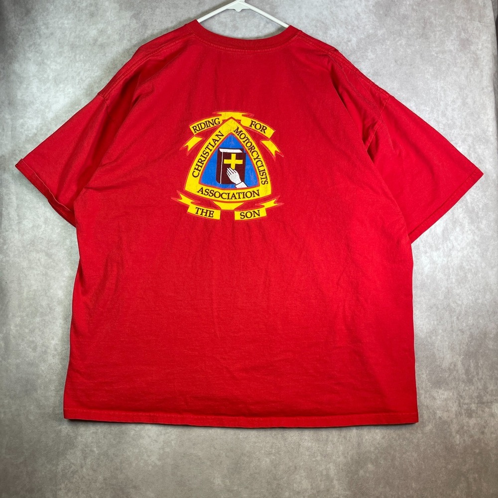 VINTAGE Riding for the Son Shirt Adult 3XL Red Christian Motorcycle 90s Casual